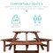 Best Choice Products 6-Person Circular Outdoor Wooden Picnic Table w/ 3 Built-In Benches, Umbrella Hole
